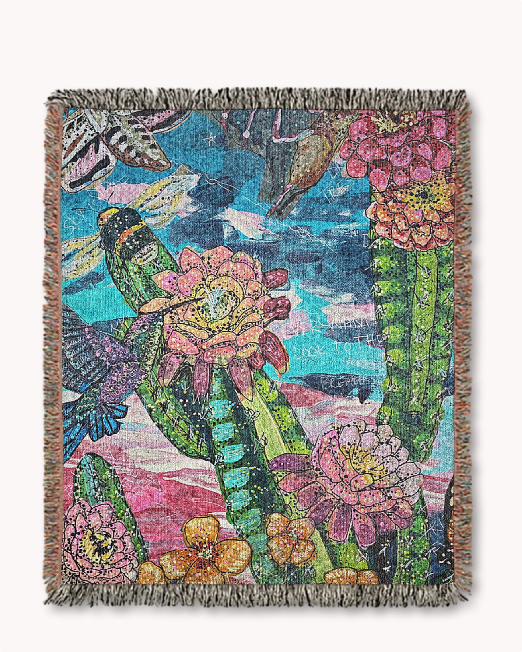Twilight Desert Pollinators Woven Blanket