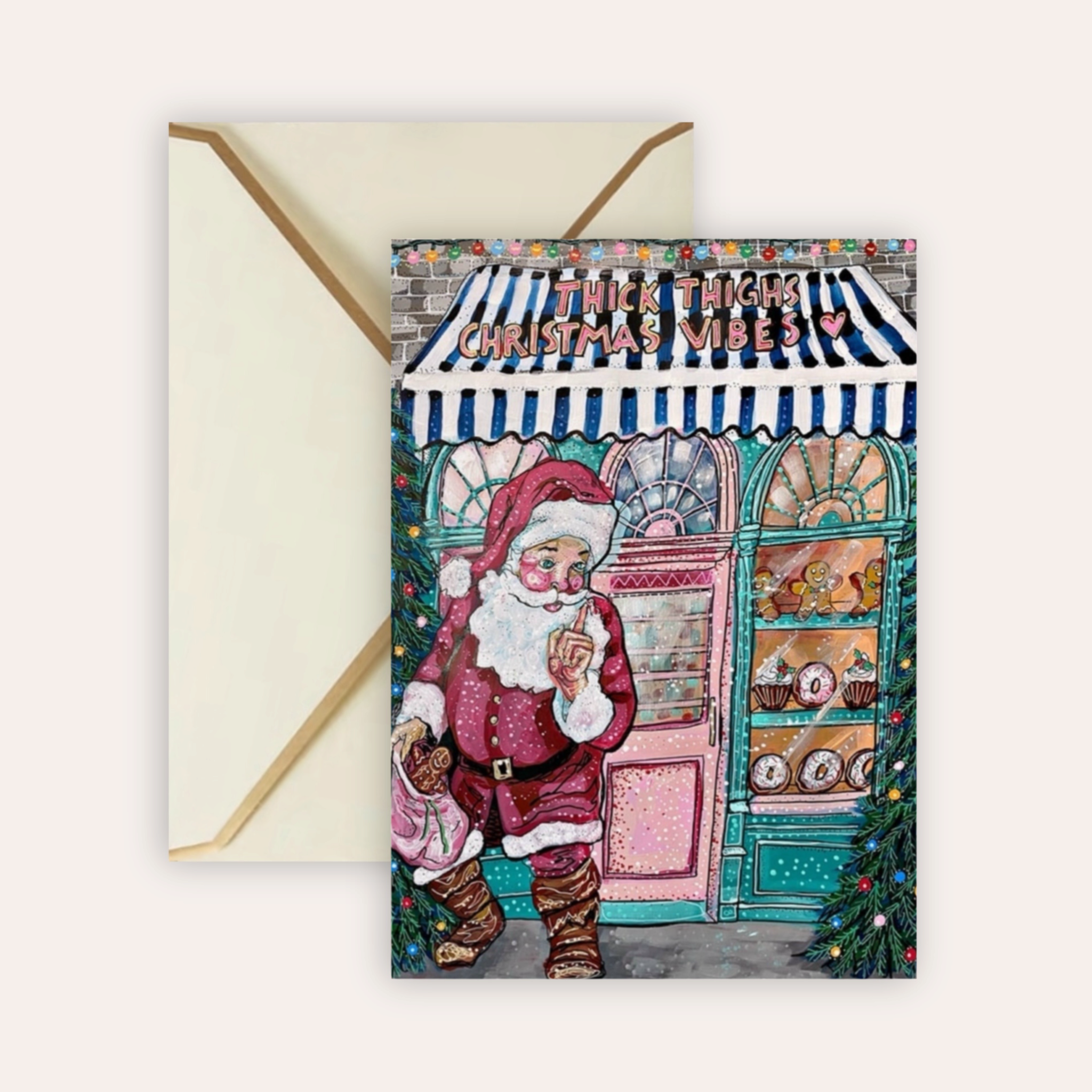 Thick Thighs Christmas Vibes Fine Art Greeting Card