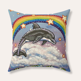 Dancing Dolphin Velveteen Throw Pillow