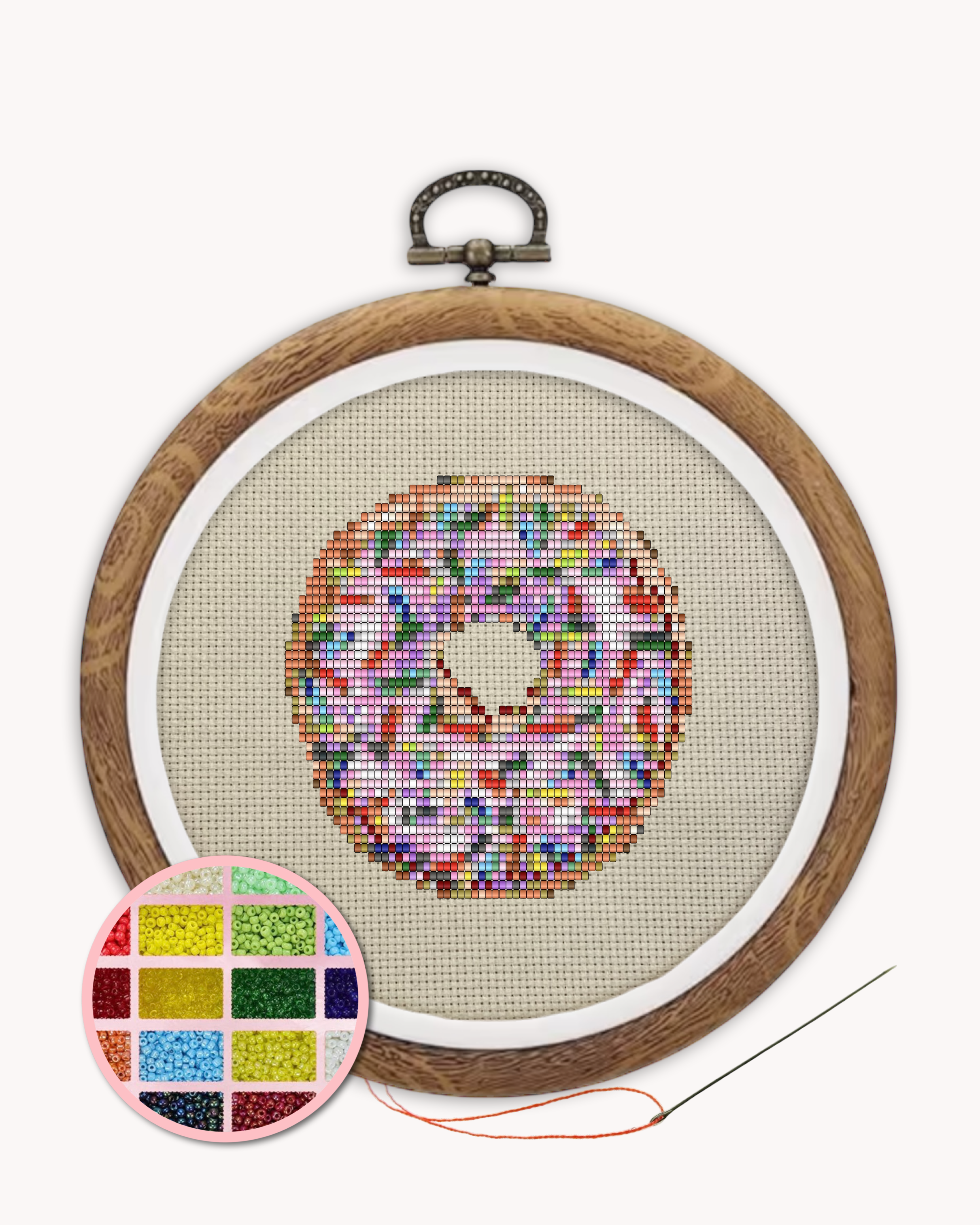 Pink Donut Beaded Art Kit ( M 4 inch )