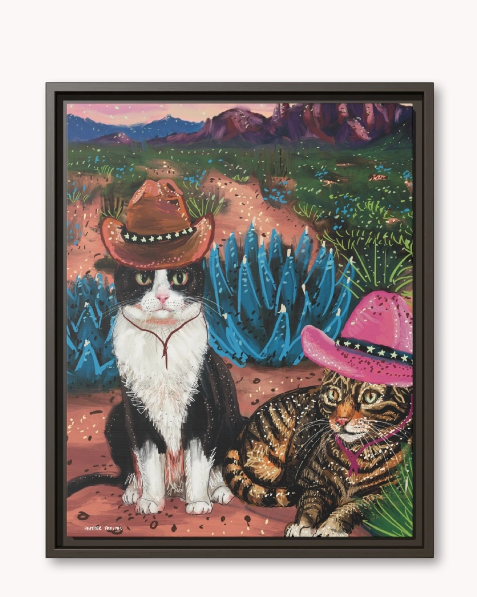Cowboy Cats Framed Canvas Print