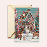 Dreamy Deer Gingerbread House Frameable Greeting Card