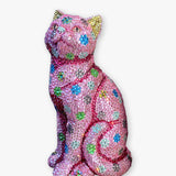 Pink Polka Dot Crystal Cat Sculpture