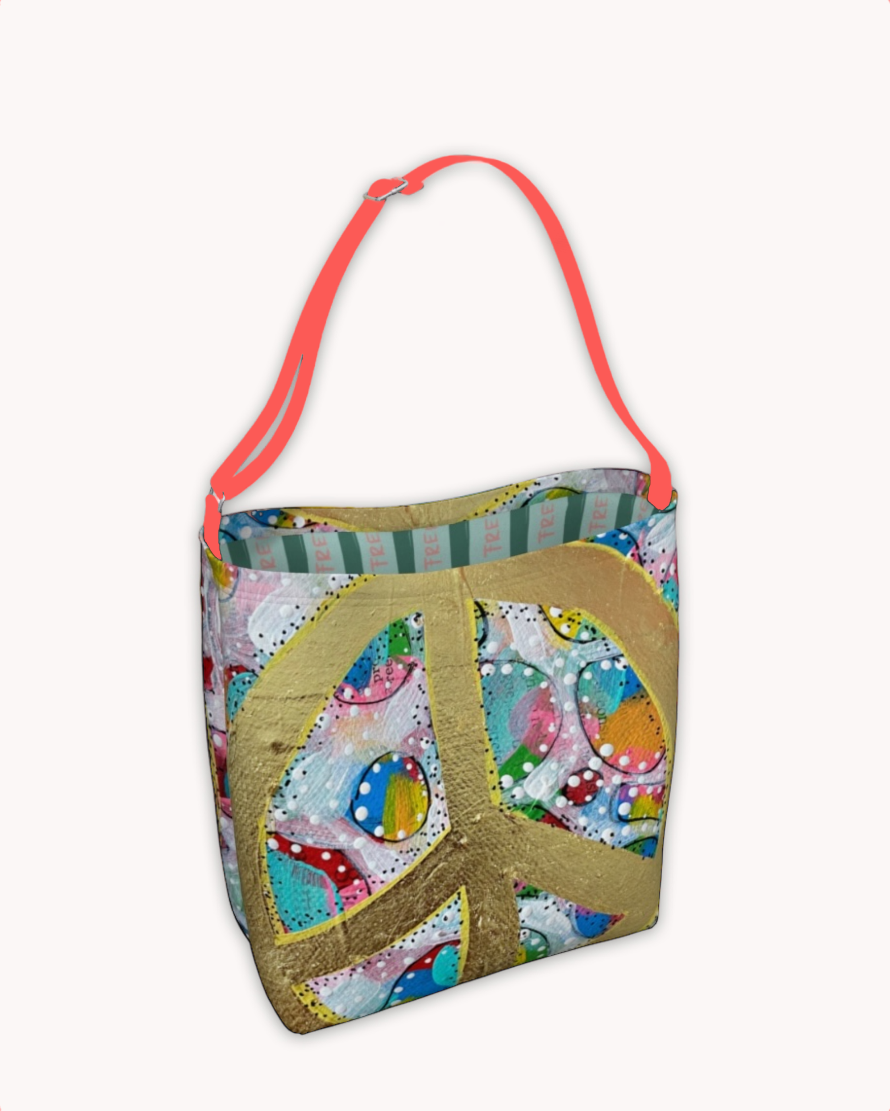 Gold Glam Peace Sign Tote