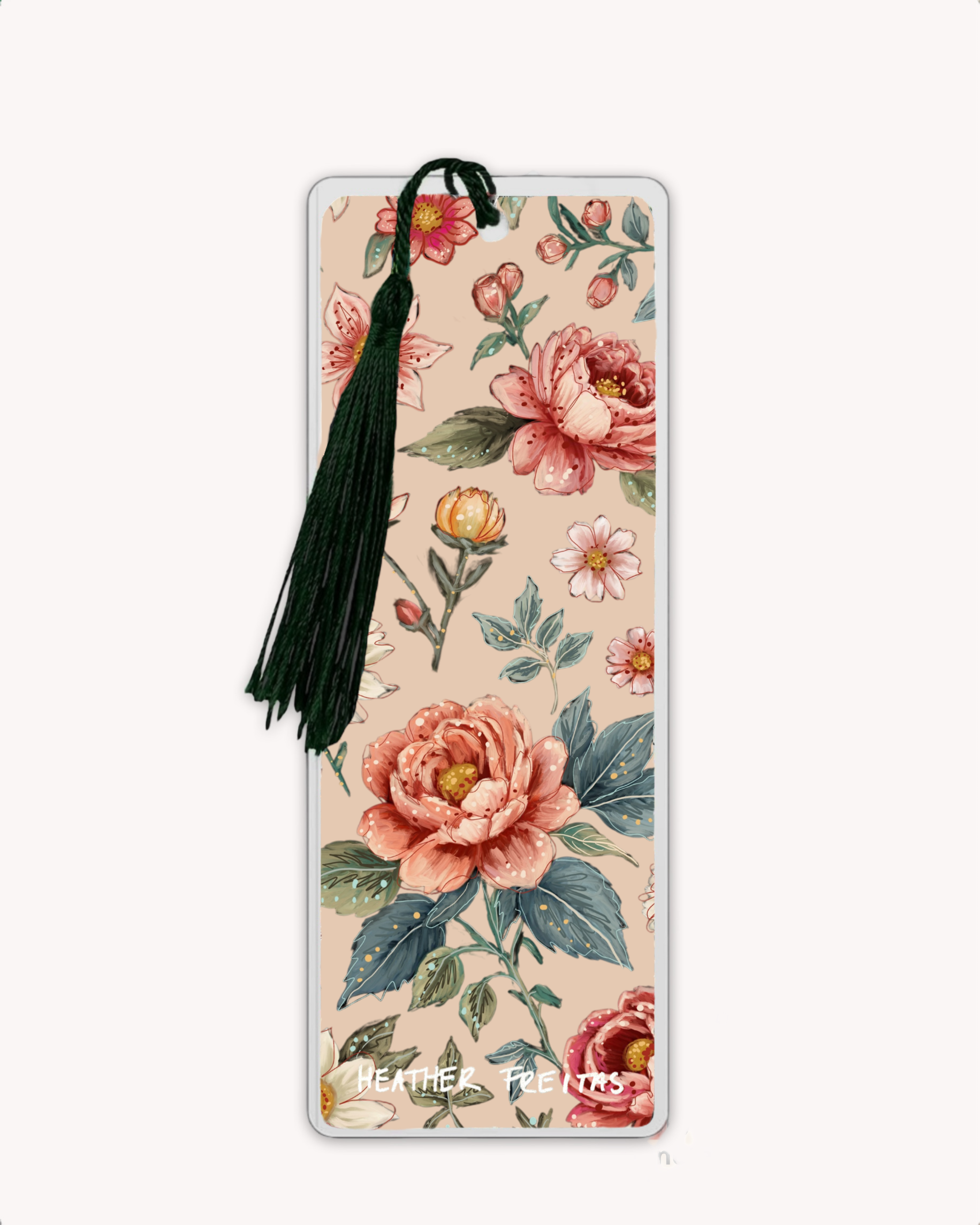 Buff Rose Vintage Floral Bookmark