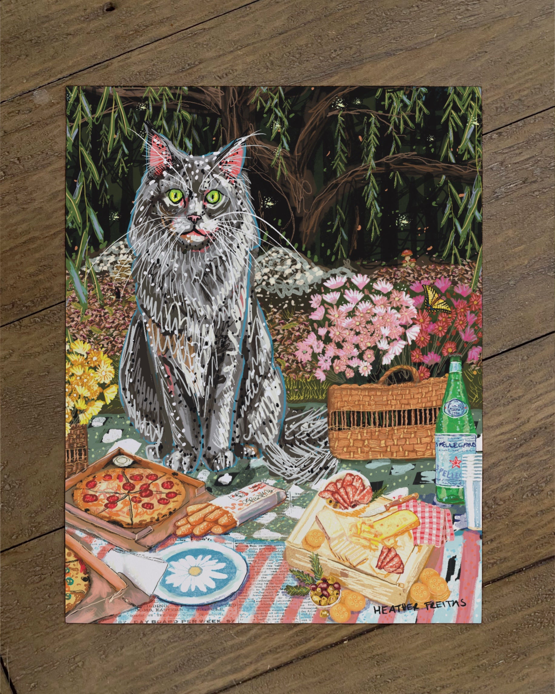 Long Hair Gre Cat - Build Your Own Fancy Feast Cat Paper Print