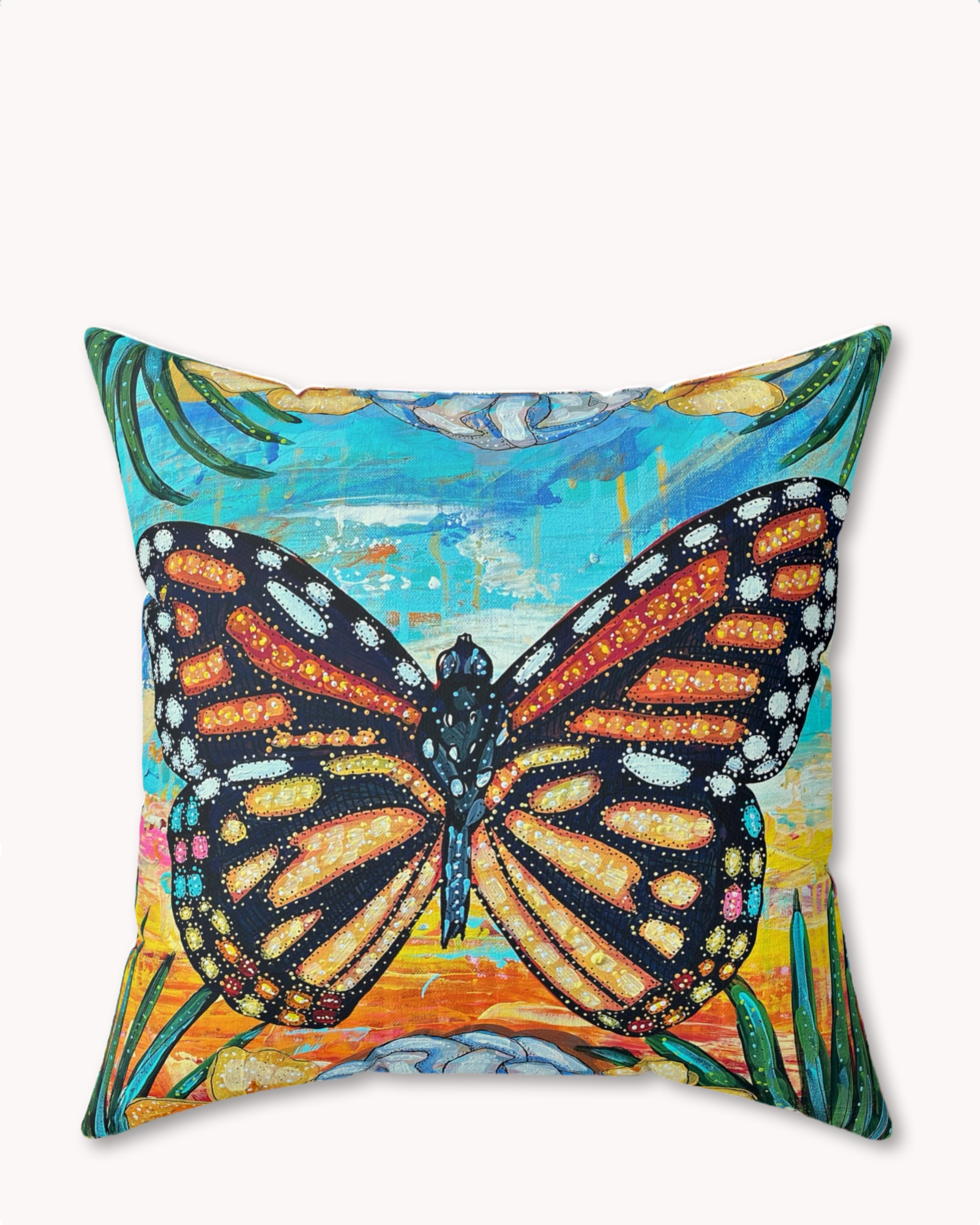 Tropical Monarch Decorative Faux Suede Throw Pillow