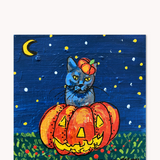 Halloween Russian Blue in Pumpkin ( Original Painting )