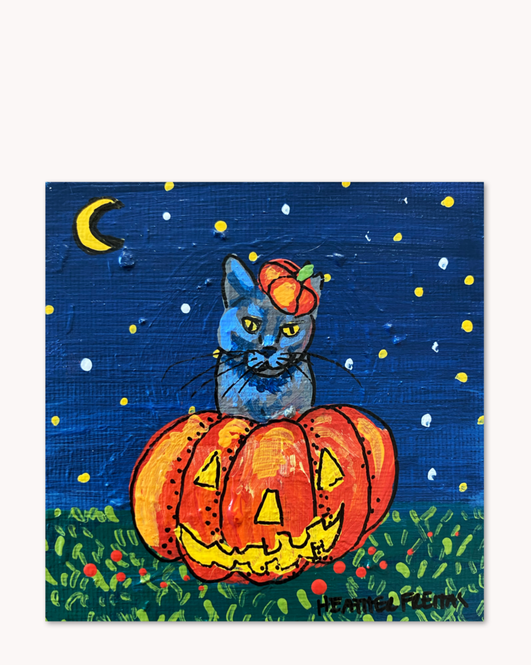 Halloween Russian Blue in Pumpkin ( Original Painting )