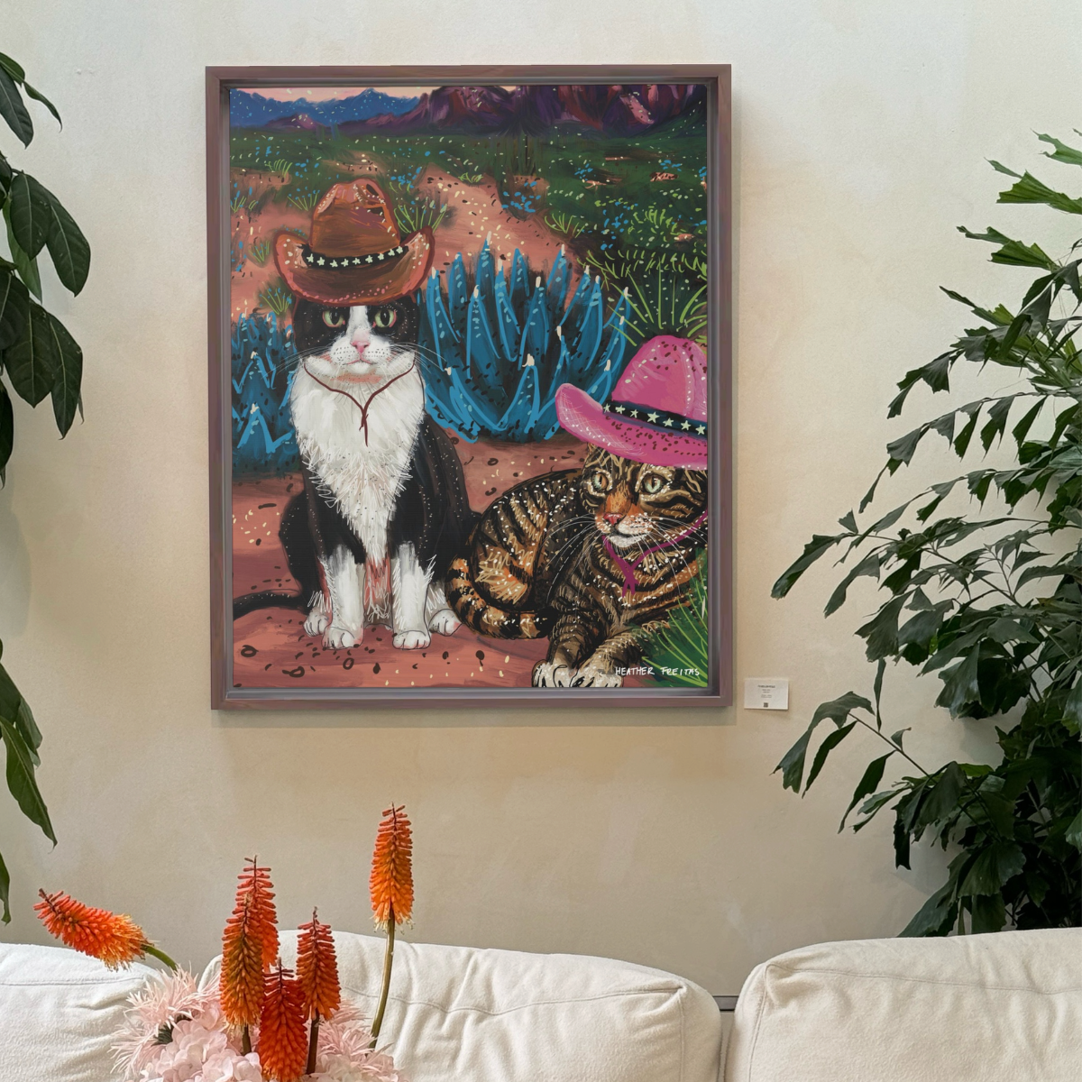 Cowboy Cats Framed Fine Art Canvas Print