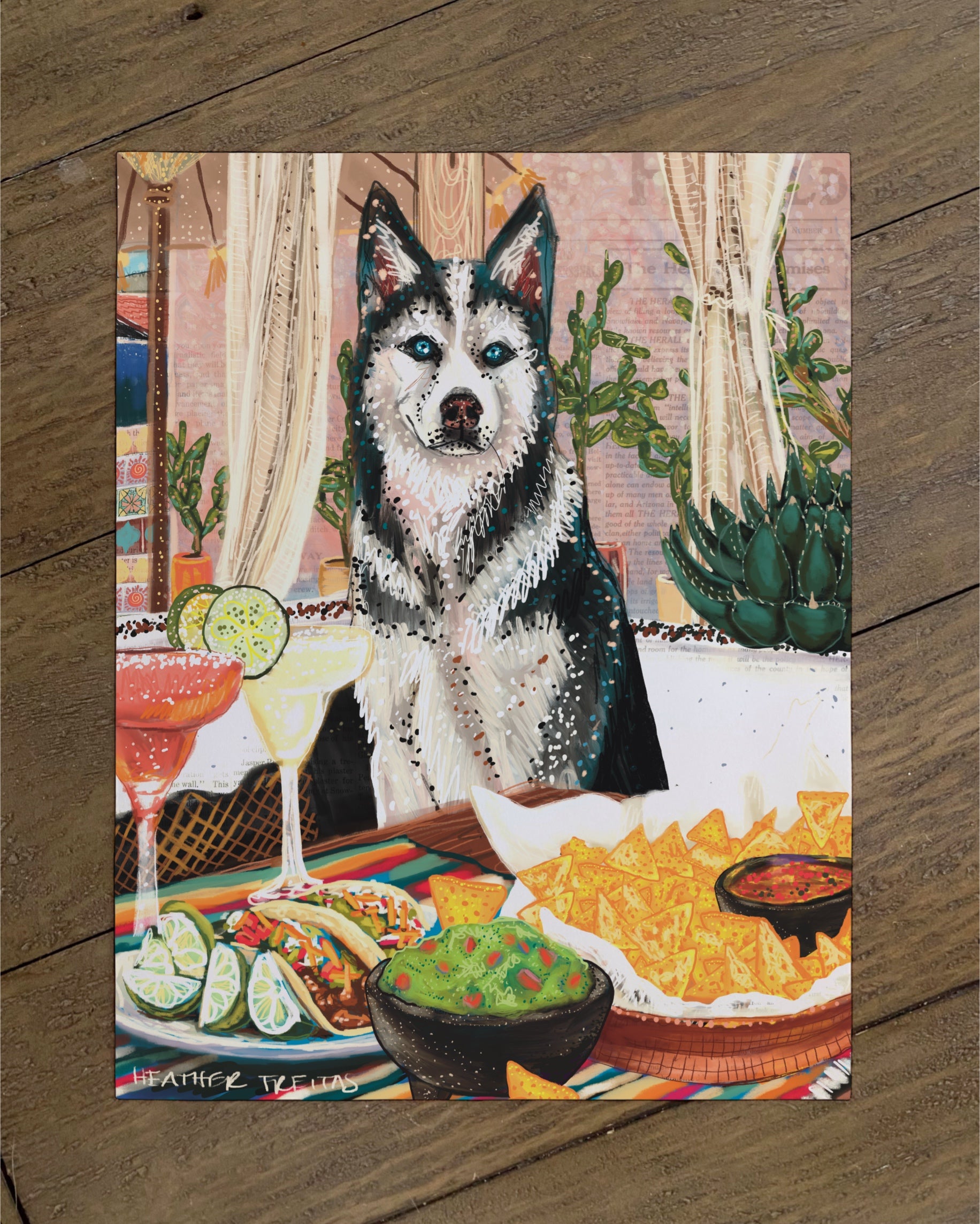 Husky - Build Your Own Dining Dog Paper Print