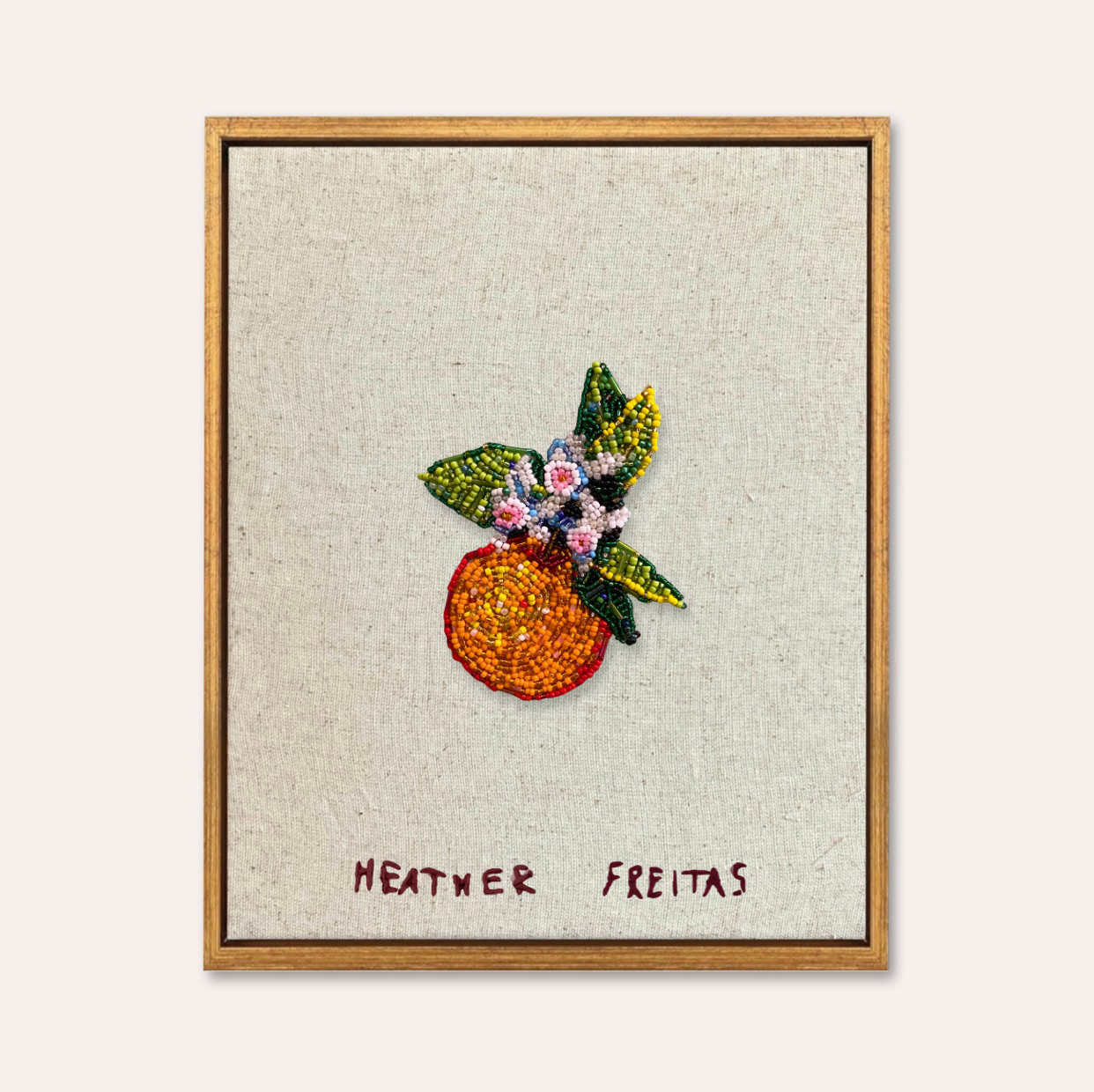 Orange Blossom Beaded Wall Art