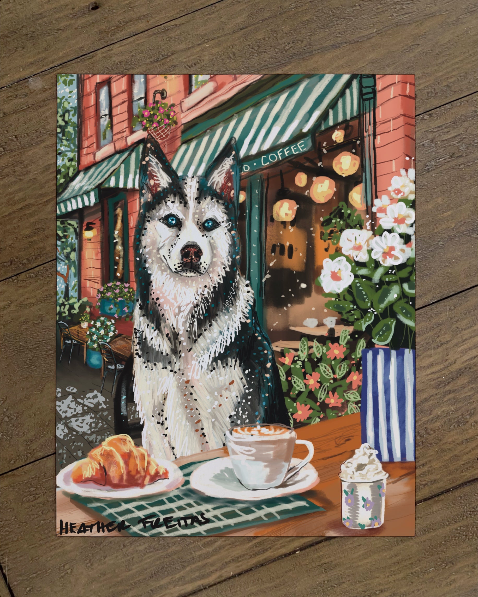 Husky - Build Your Own Dining Dog Paper Print