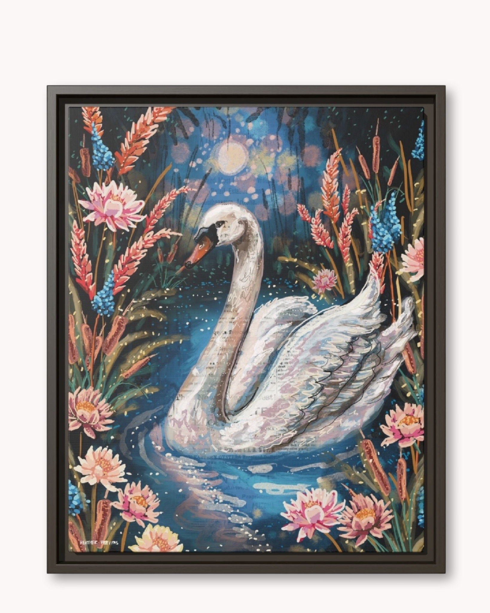 Serenity Swan Framed Canvas Print