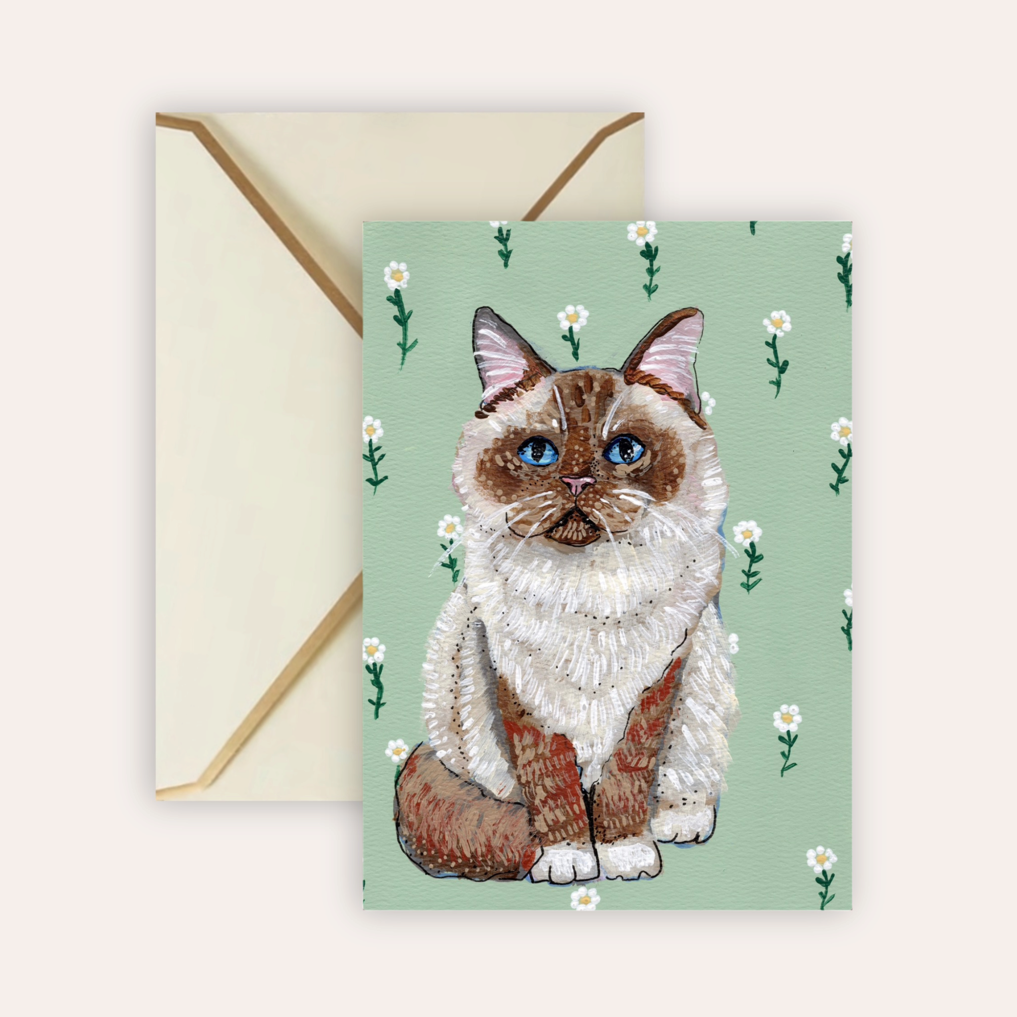 Ragdoll Cat Fine Art Greeting Card