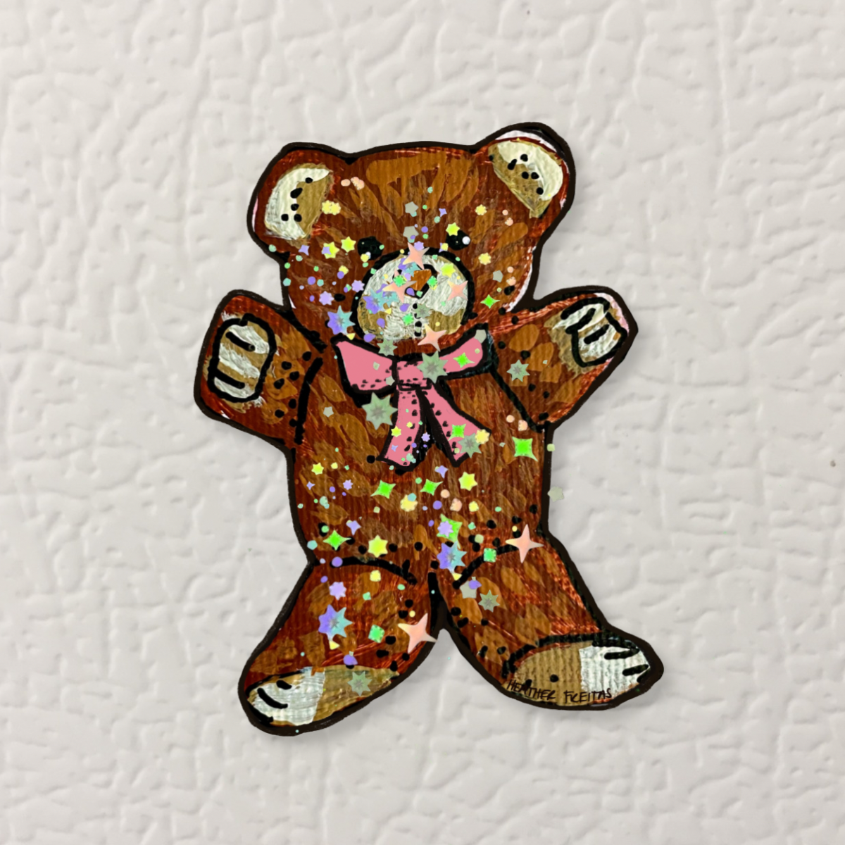 Teddy Bear With Pink Bow Magnet ( Die-Cut )