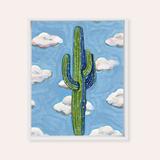 Saguaro Clouds Framed Fine Art Canvas Print