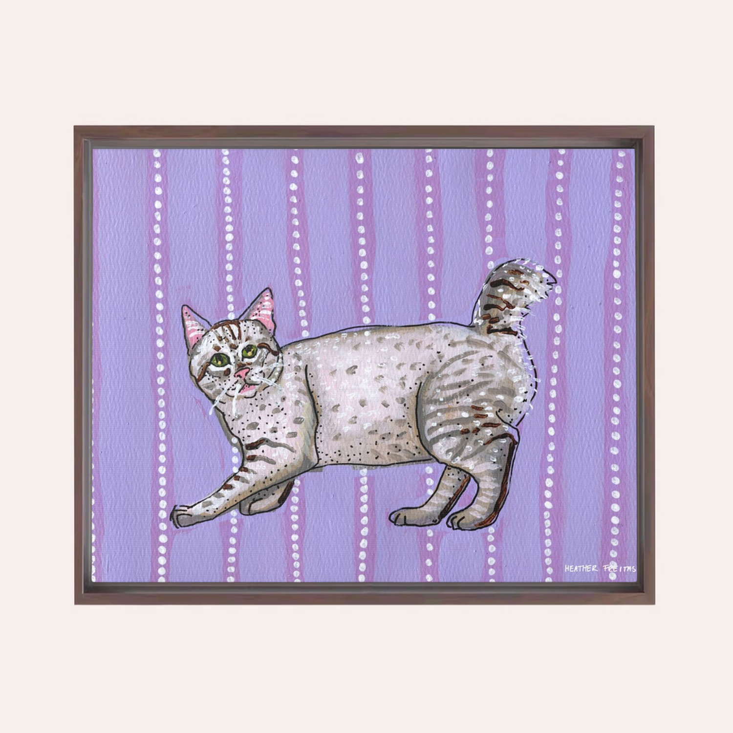 American Bobtail Cat Framed Fine Art Canvas Print