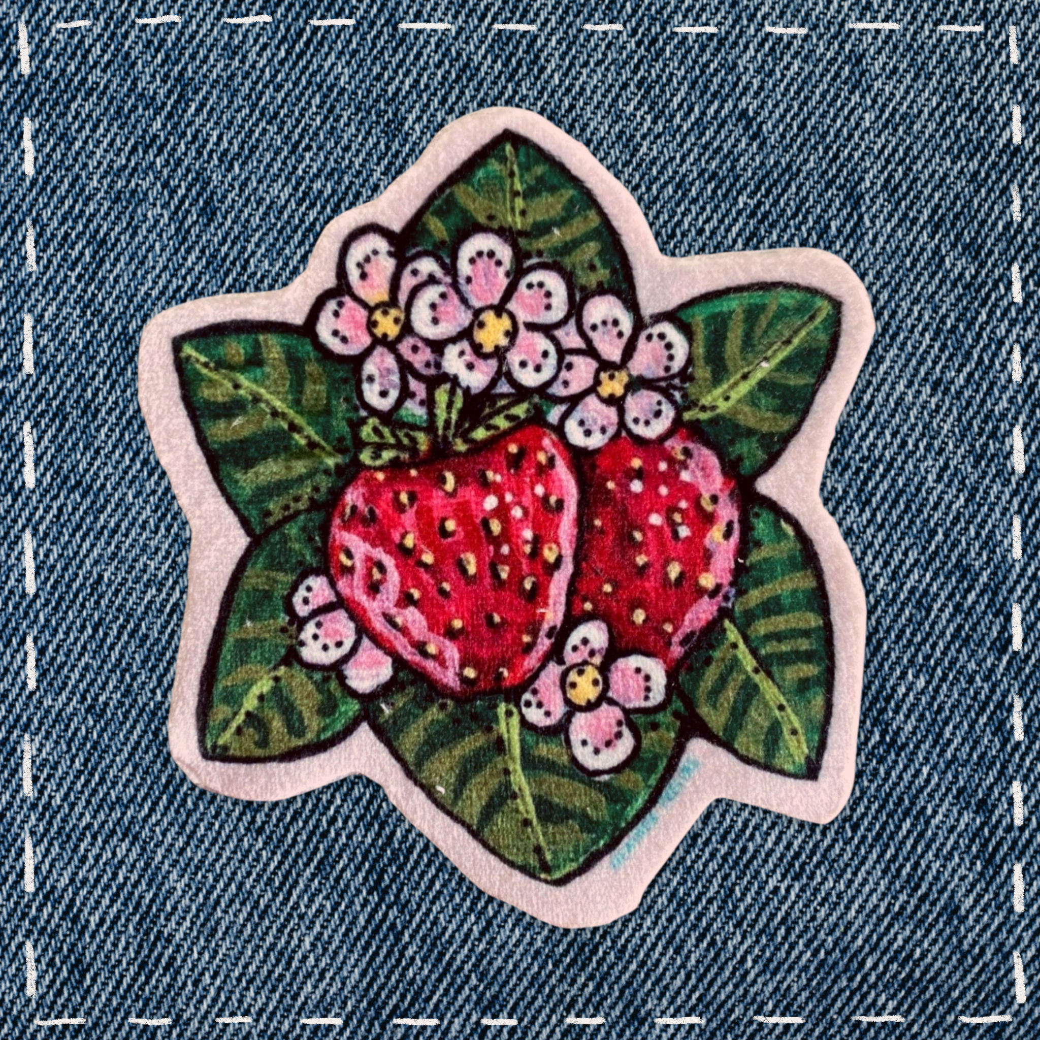 Strawberries - Sew On Velveteen Patch