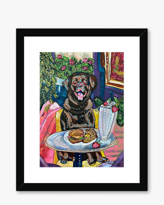 Chocolate Labrador Dining Framed & Mounted Print - Heather Freitas - fine art home deccor