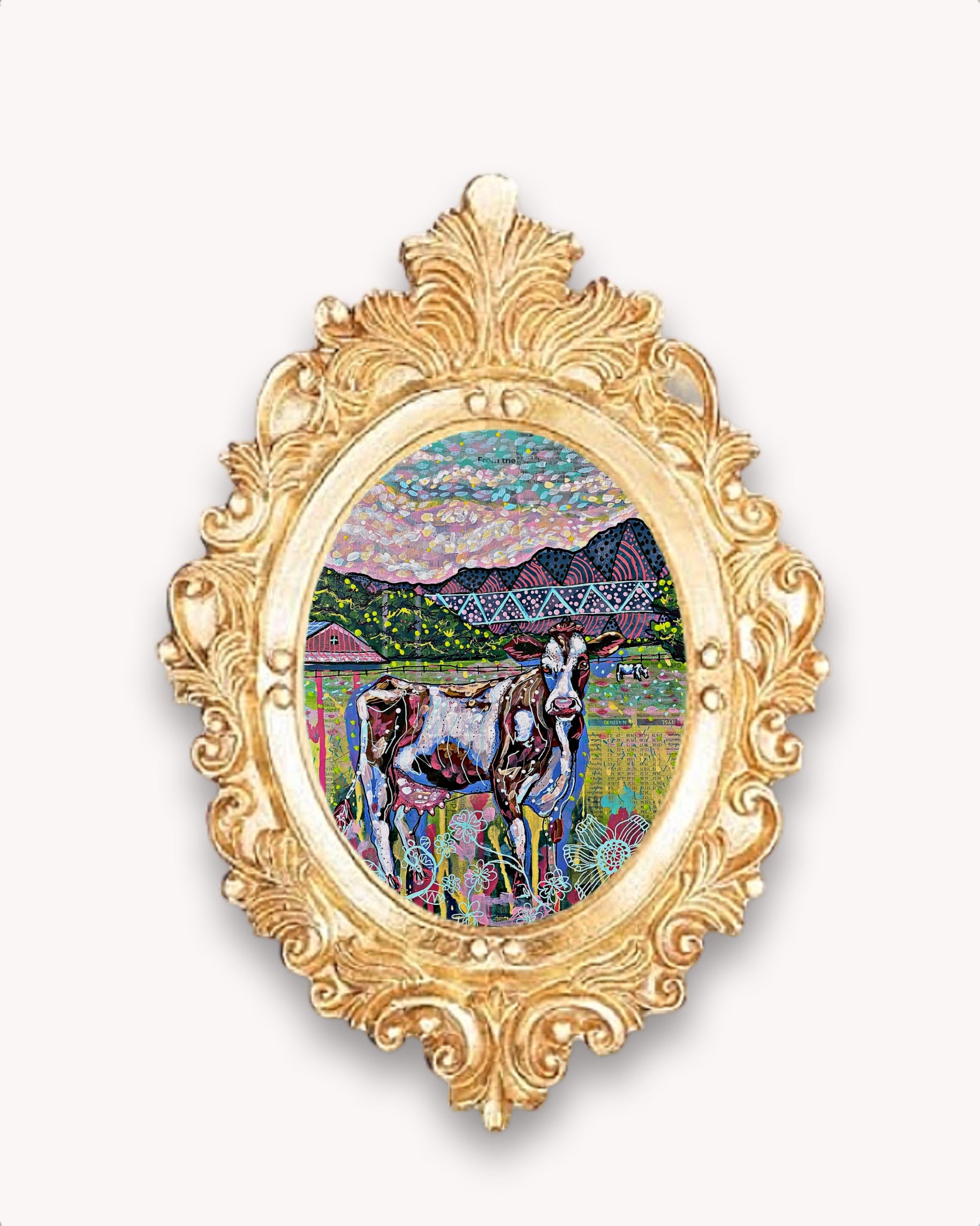 Cows On The Farm Framed Magnet ( Small )