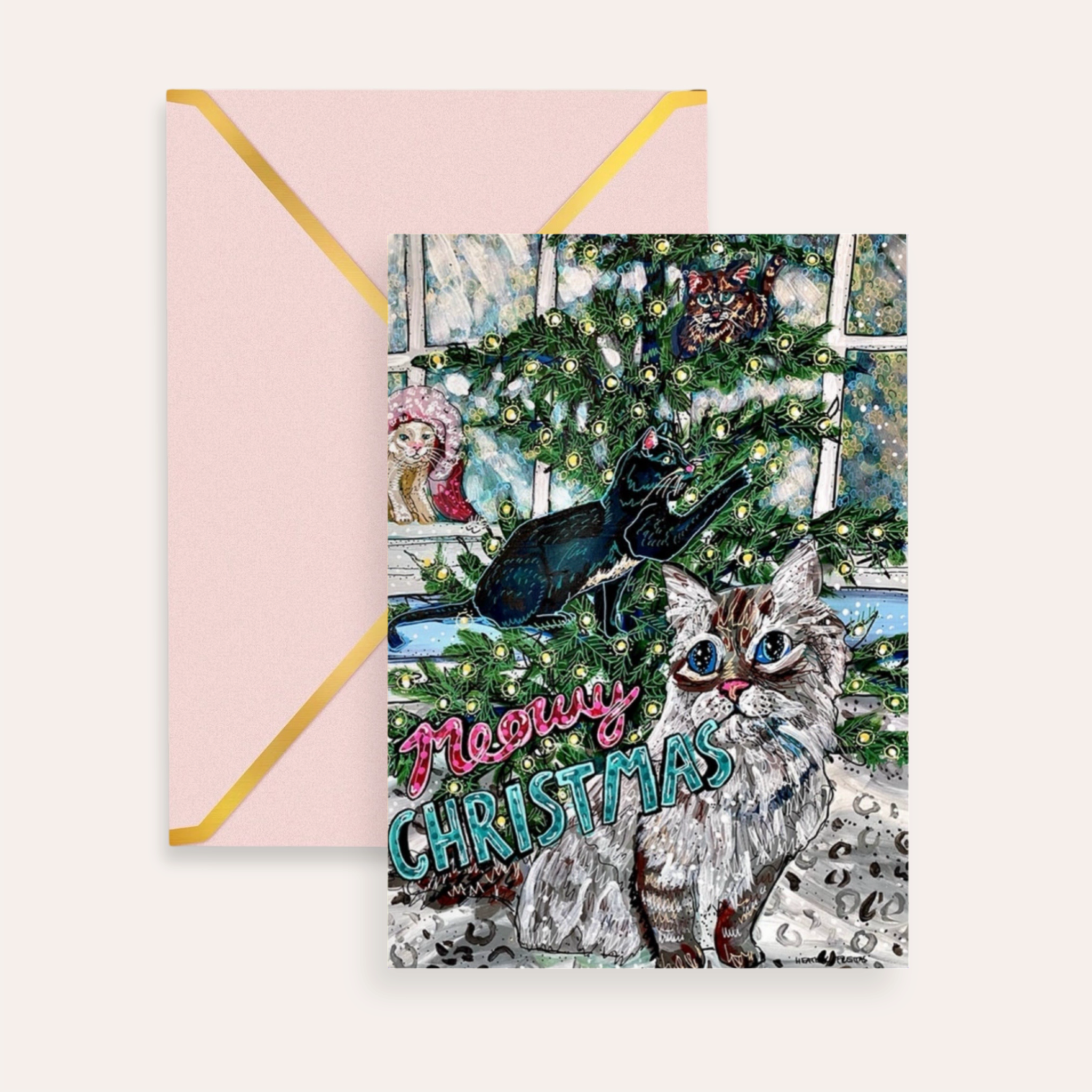 Meowy Christmas Fine Art Greeting Card