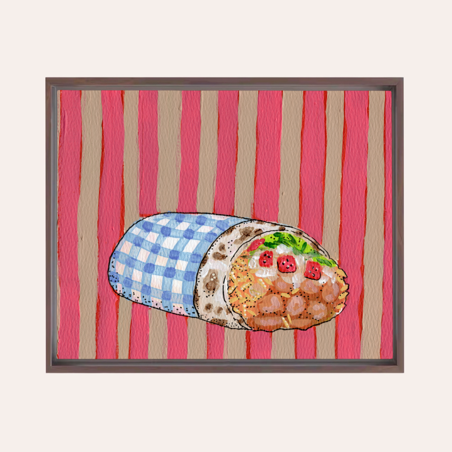 Gingham Burrito Framed Fine Art Canvas Print