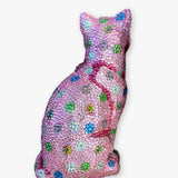 Pink Polka Dot Crystal Cat Sculpture
