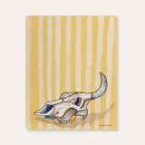 Yellow Stripe Cow Skull Paper Print
