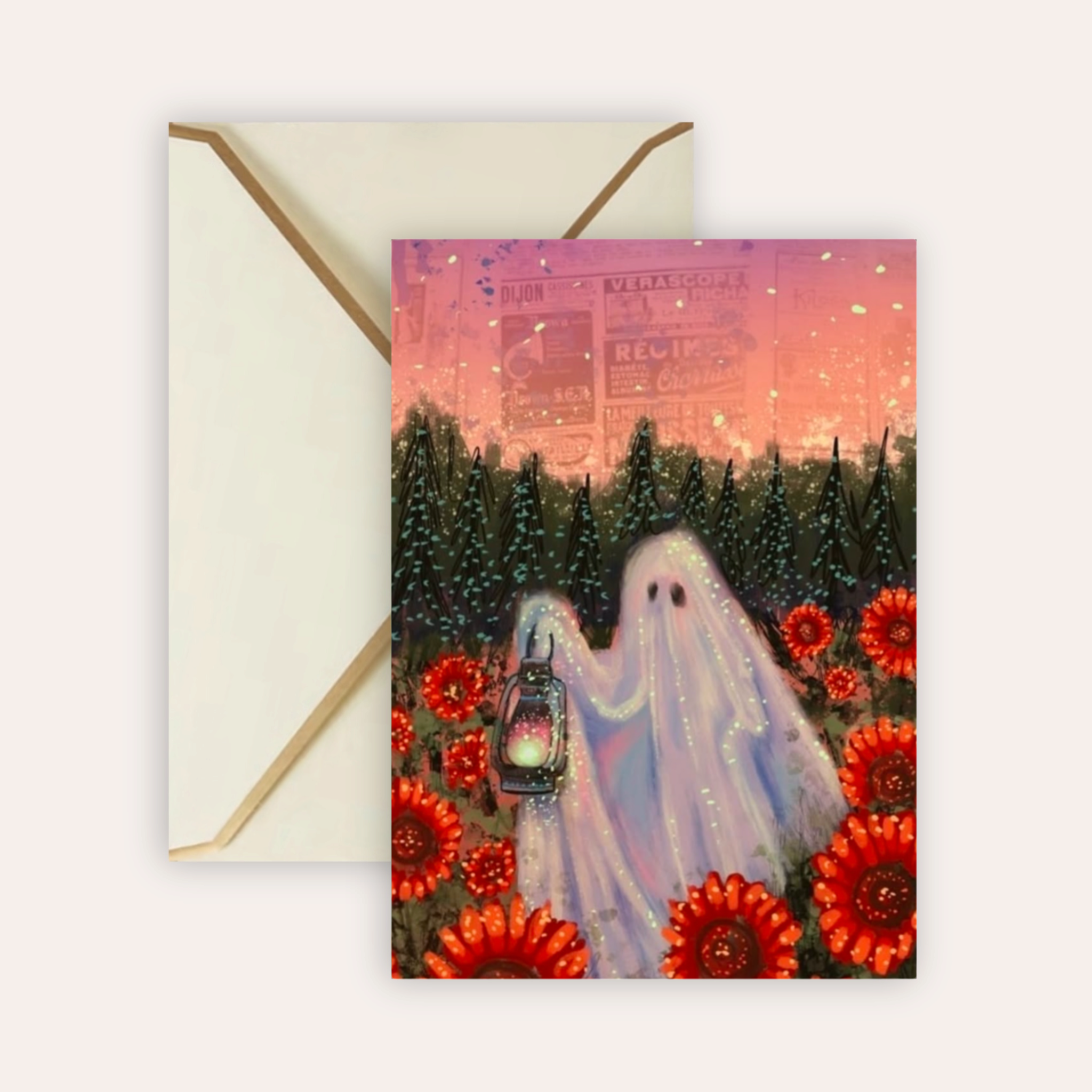 Twilight Sunflower Ghost Fine Art Greeting Card