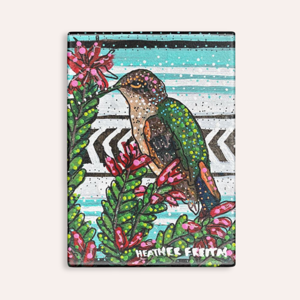 Ocotillo Hummingbird Glass Chopping Board Trivet
