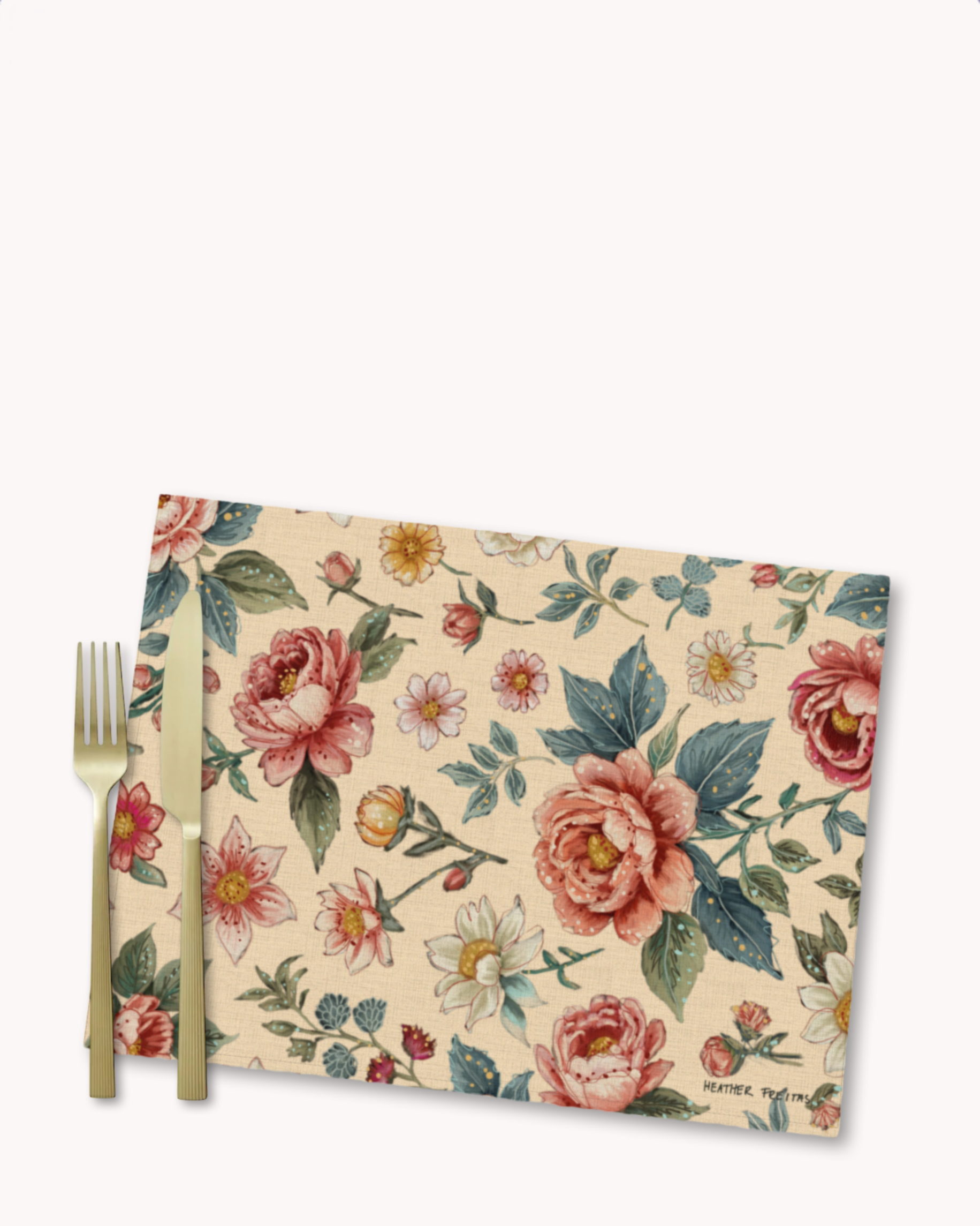 Vintage Beige Floral Placemat