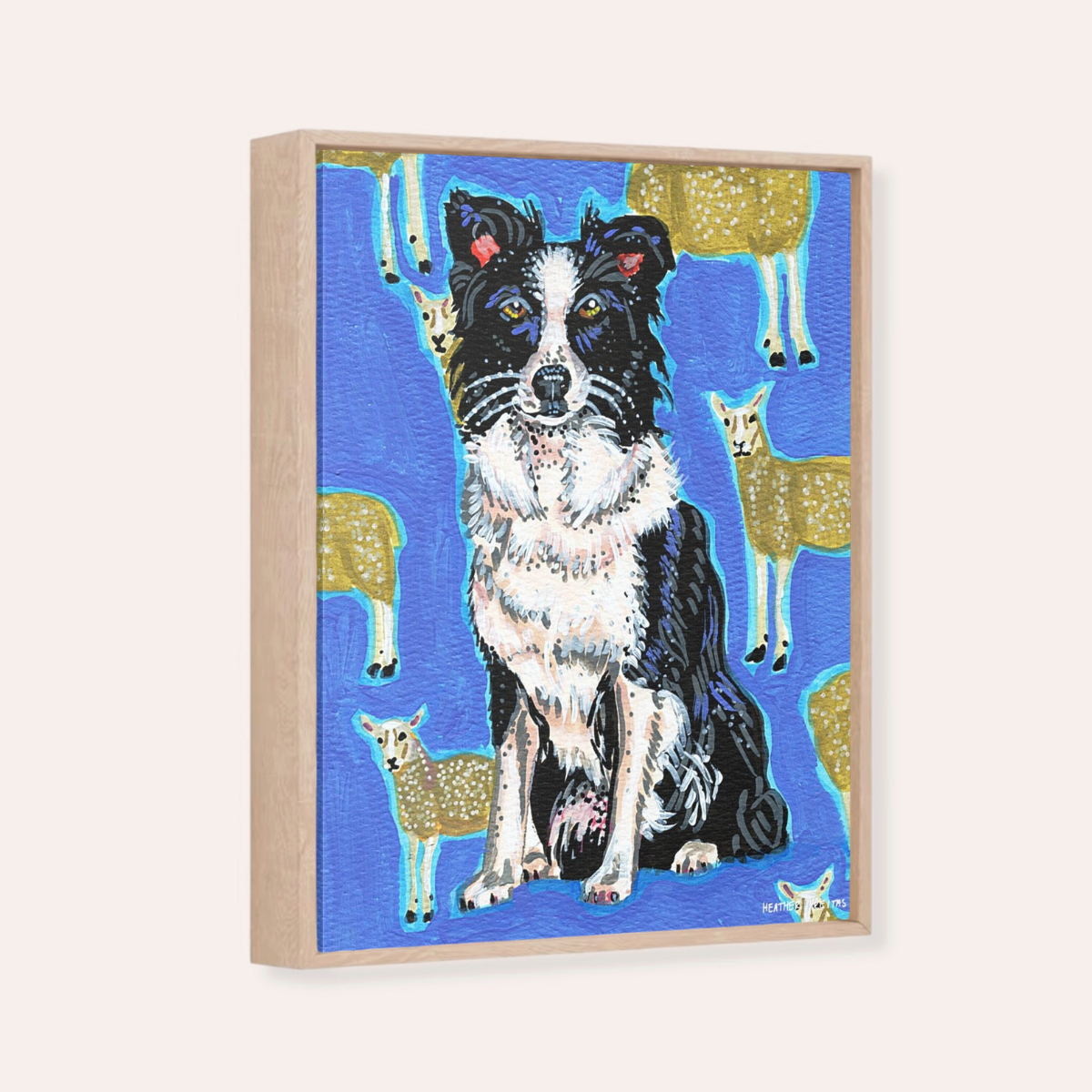 Boarder Collie Framed Fine Art Canvas Print