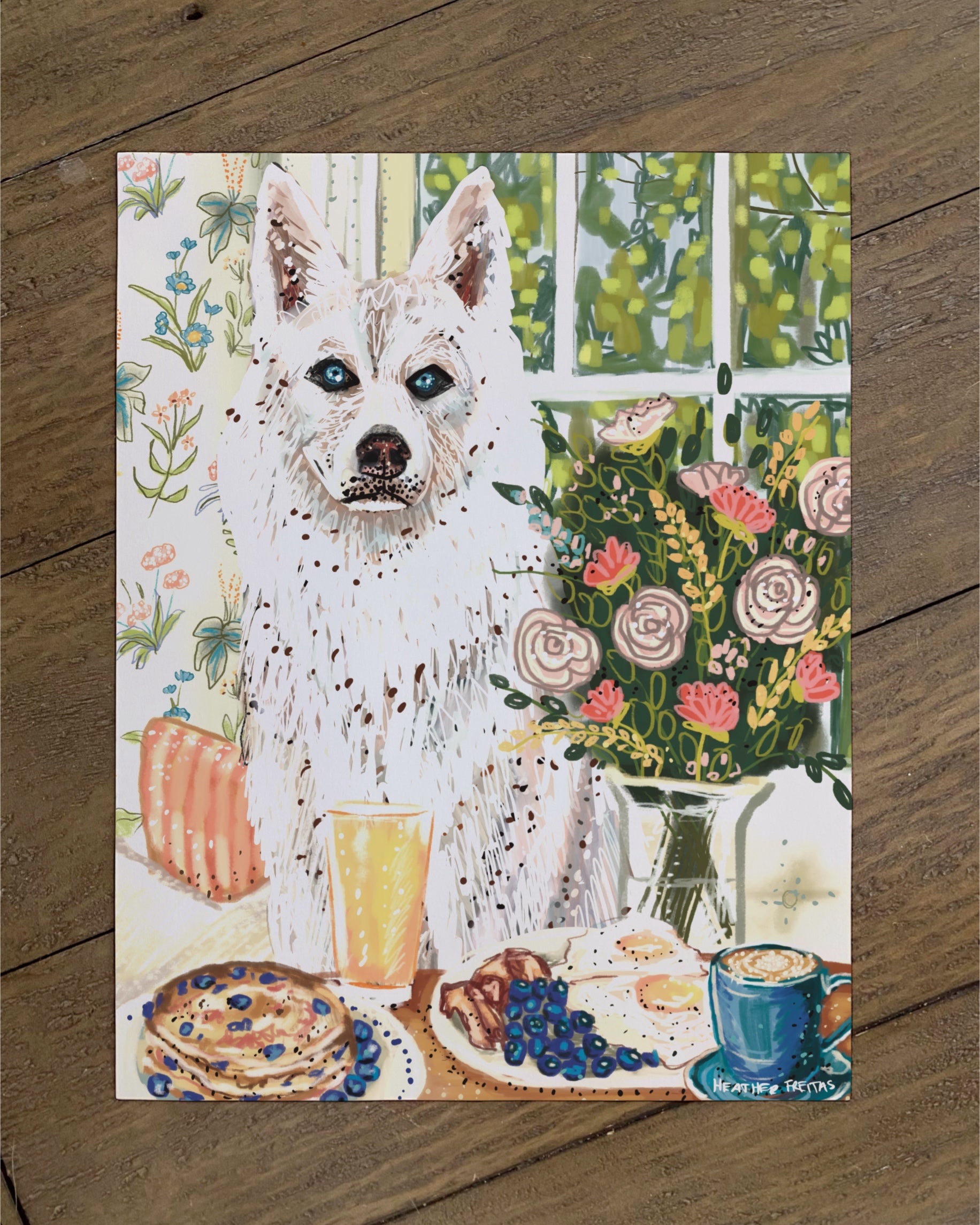 Husky - Build Your Own Dining Dog Paper Print