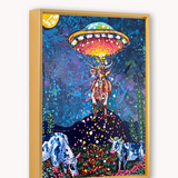 Desert Cow UFO Abduction ( Original Painting )
