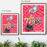 Bubbles & Bloom Goldfish Hand Signed Fine Art Print