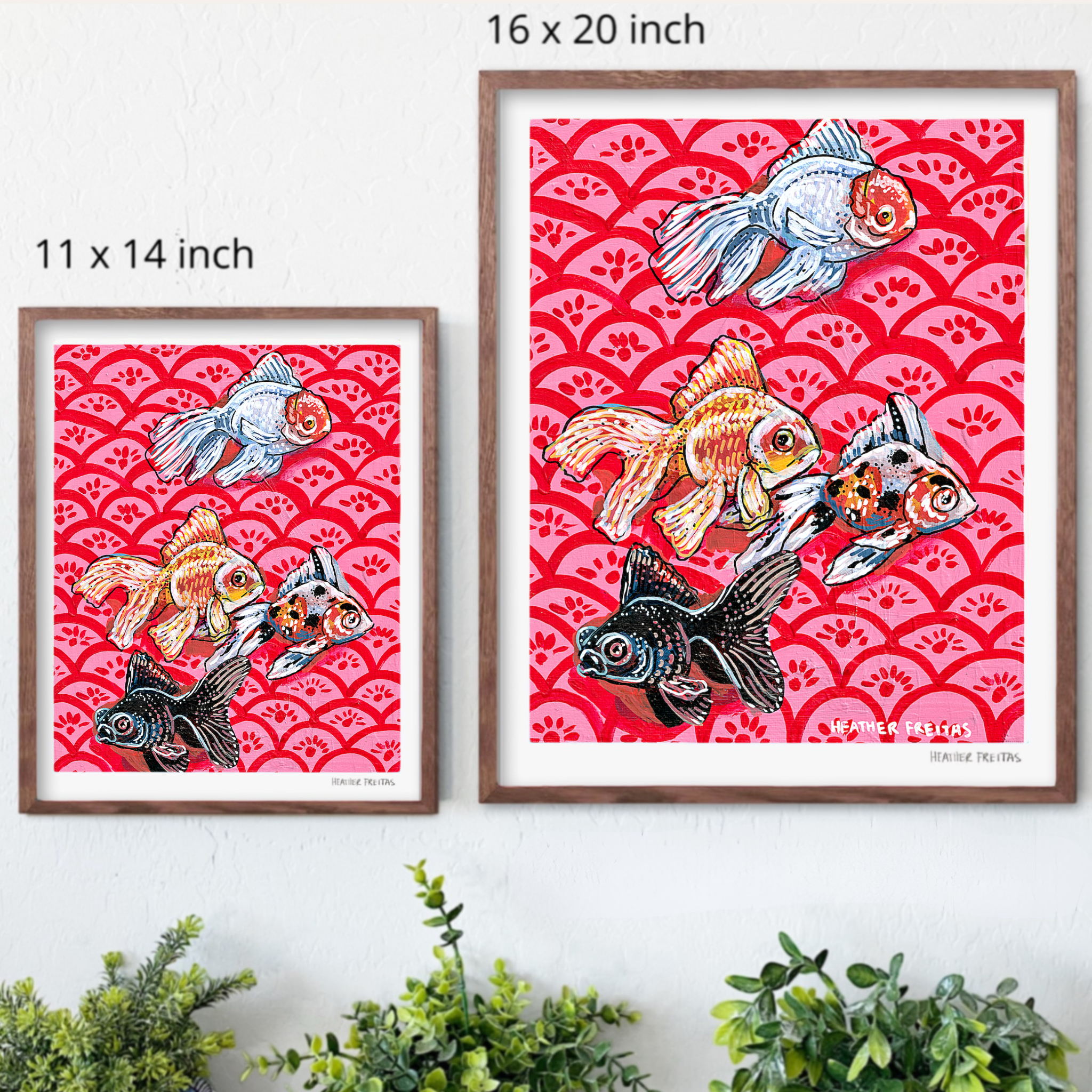 Bubbles & Bloom Goldfish Fine Art Print