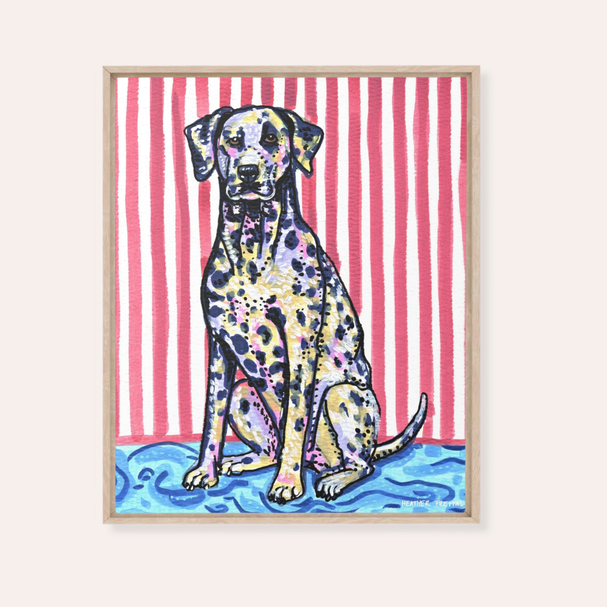 Dalmation Dog Framed Fine Art Canvas Print