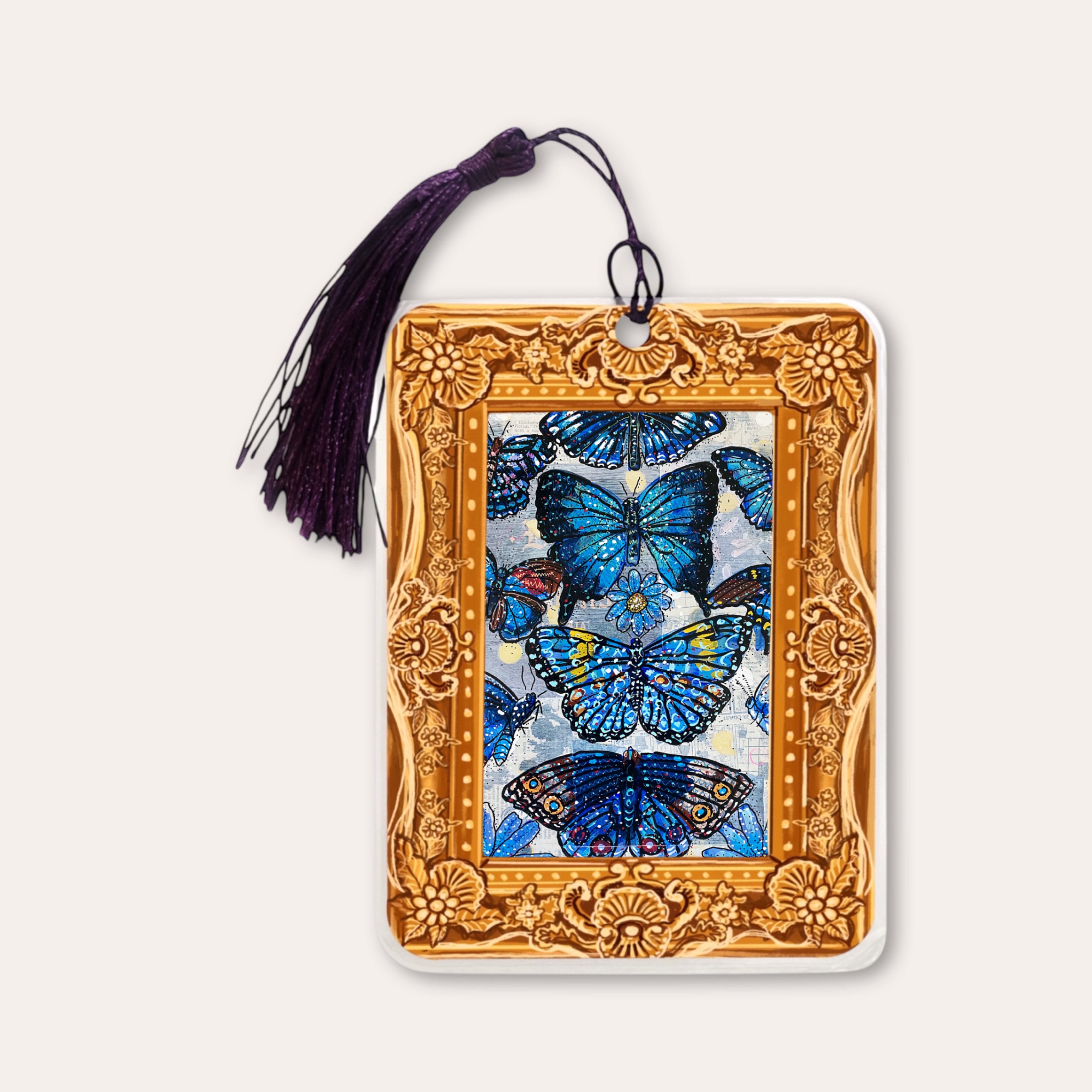Blue Butterflies Fine Art Painting Bookmark
