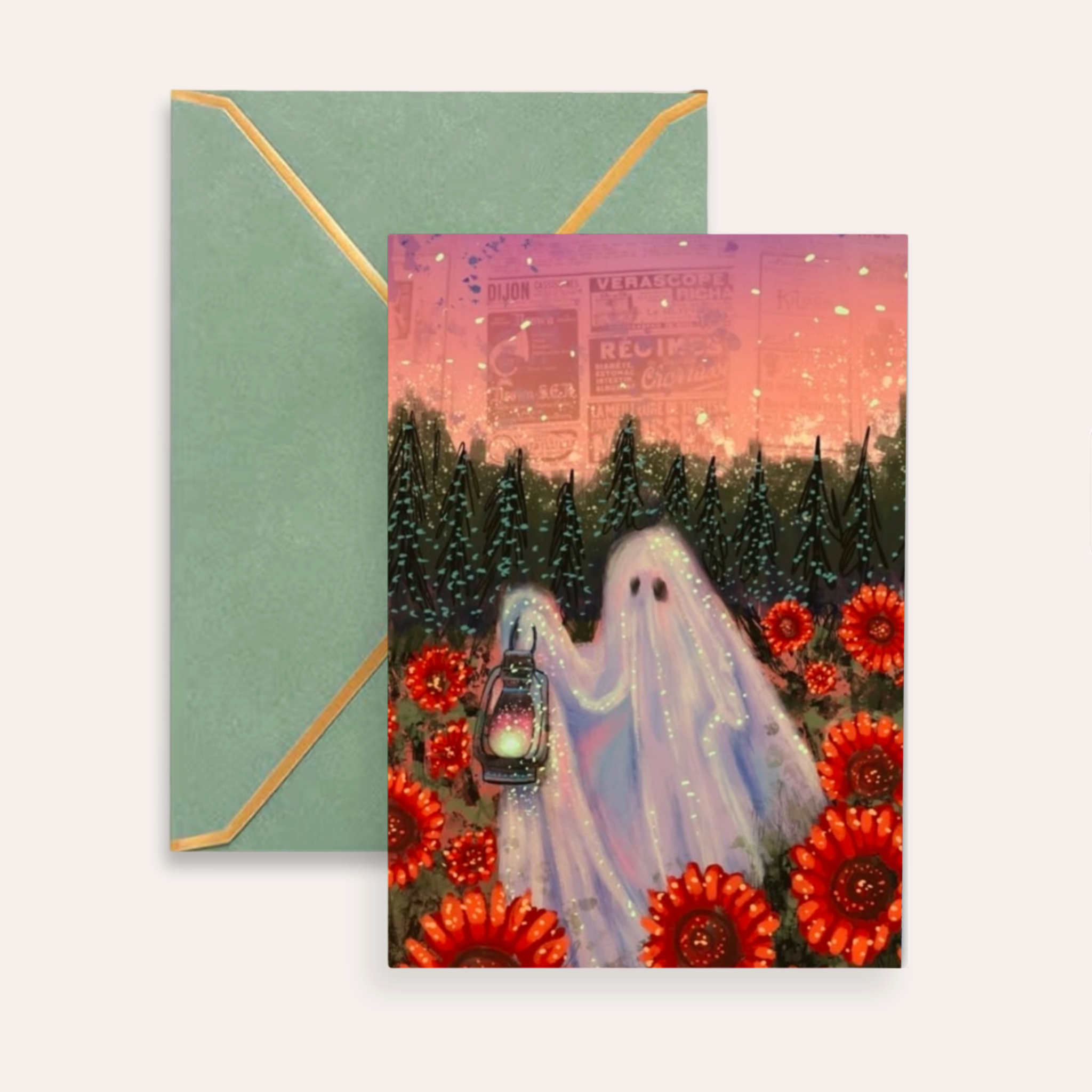 Twilight Sunflower Ghost Fine Art Greeting Card