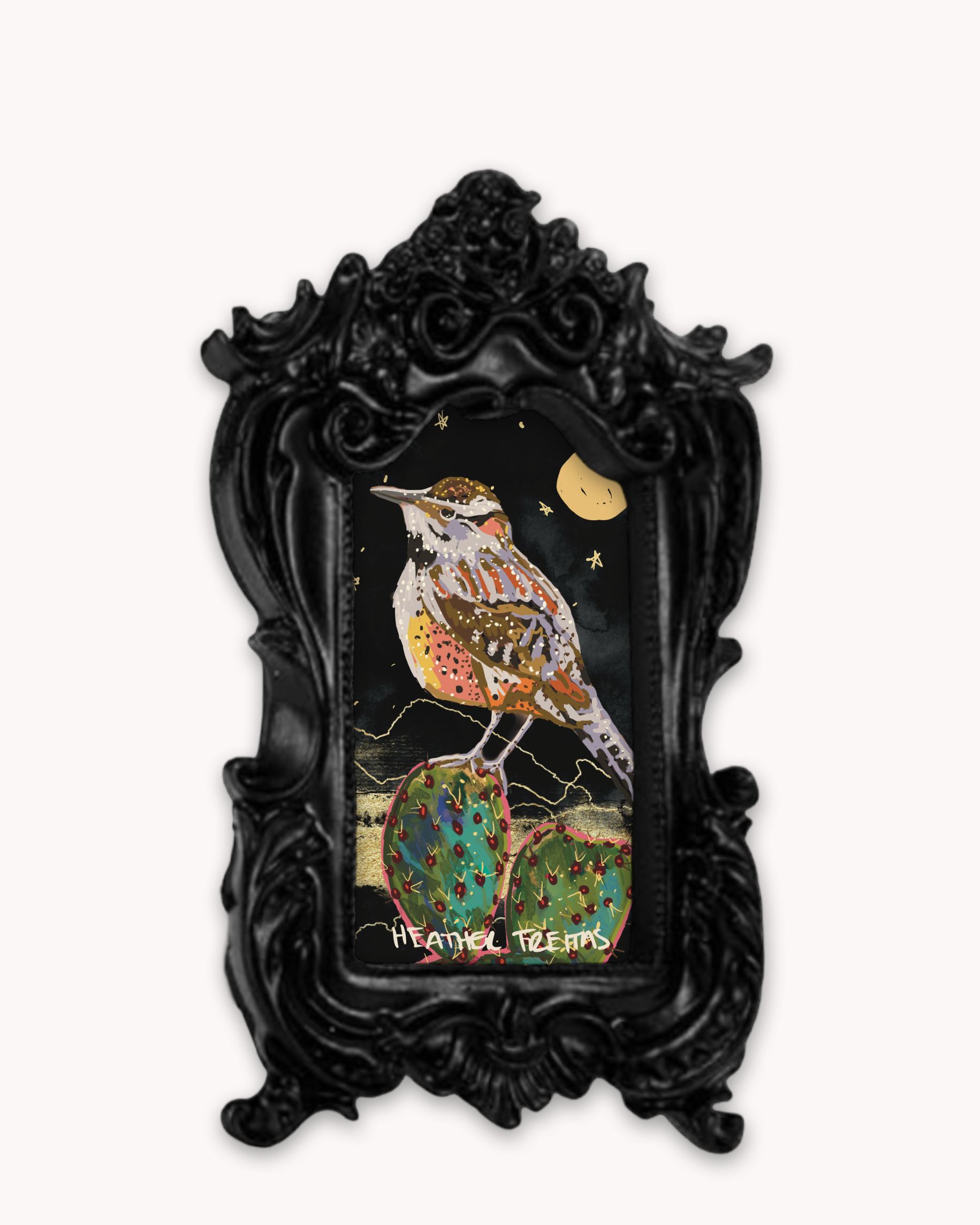Cactus Wren Citrus Framed Magnet ( Small )