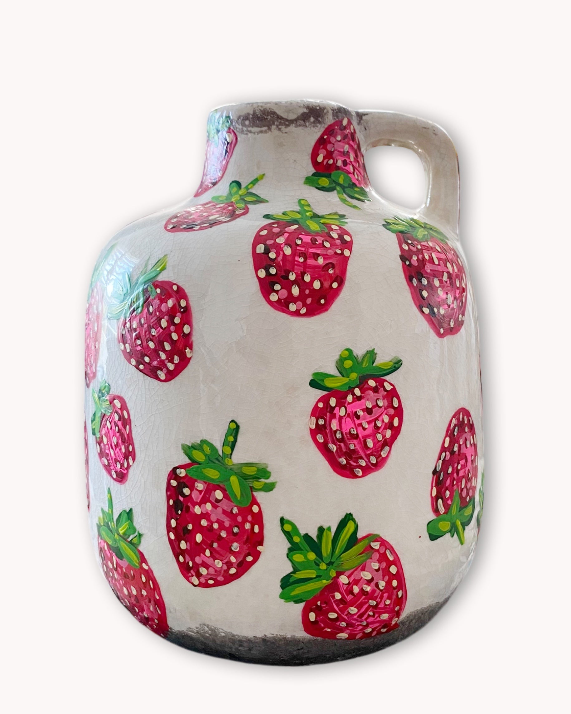 Strawberry Fields Hand Painted Dry Vase