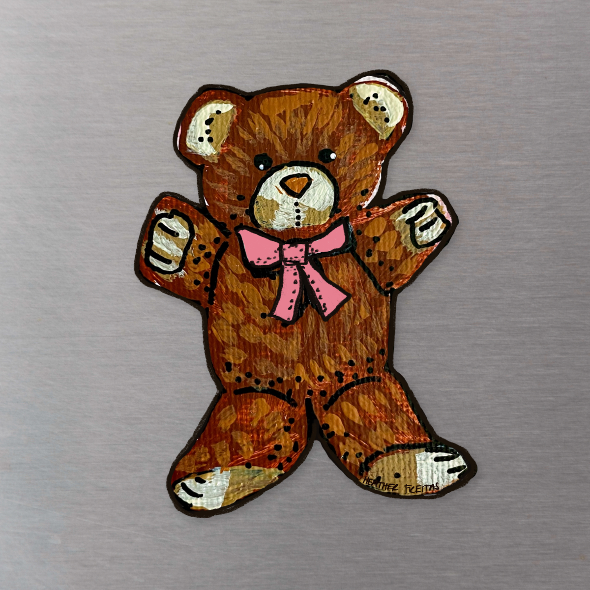 Teddy Bear With Pink Bow Magnet ( Die-Cut )