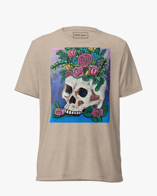 Floral Skull Unisex Short Sleeve T-shirt - Heather Freitas - fine art home deccor