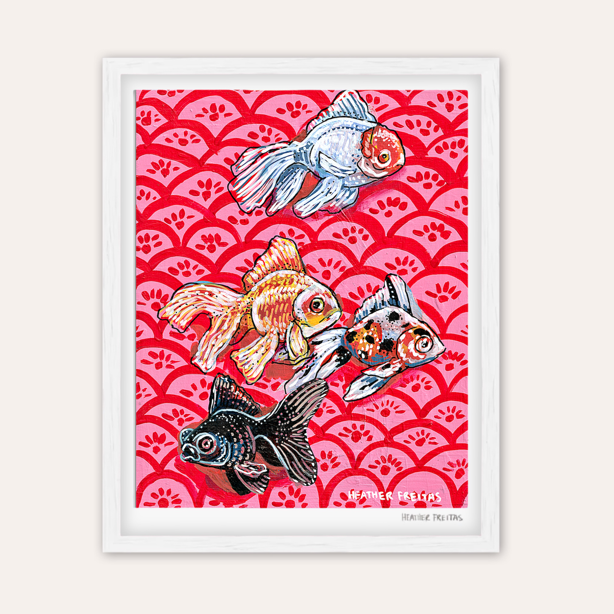 Bubbles & Bloom Goldfish Fine Art Print