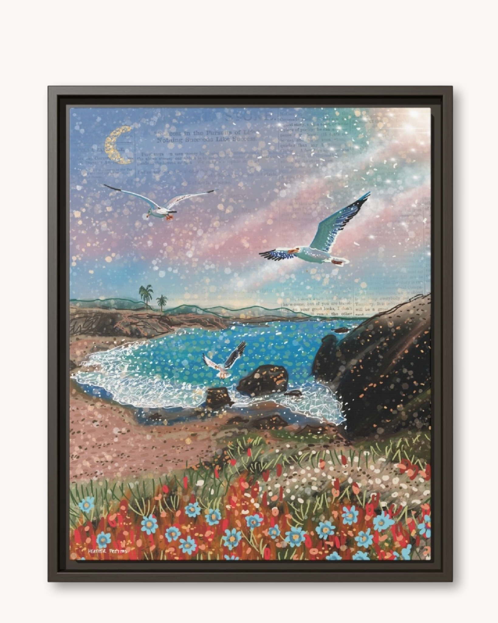 Radiant Shore Framed Canvas Print