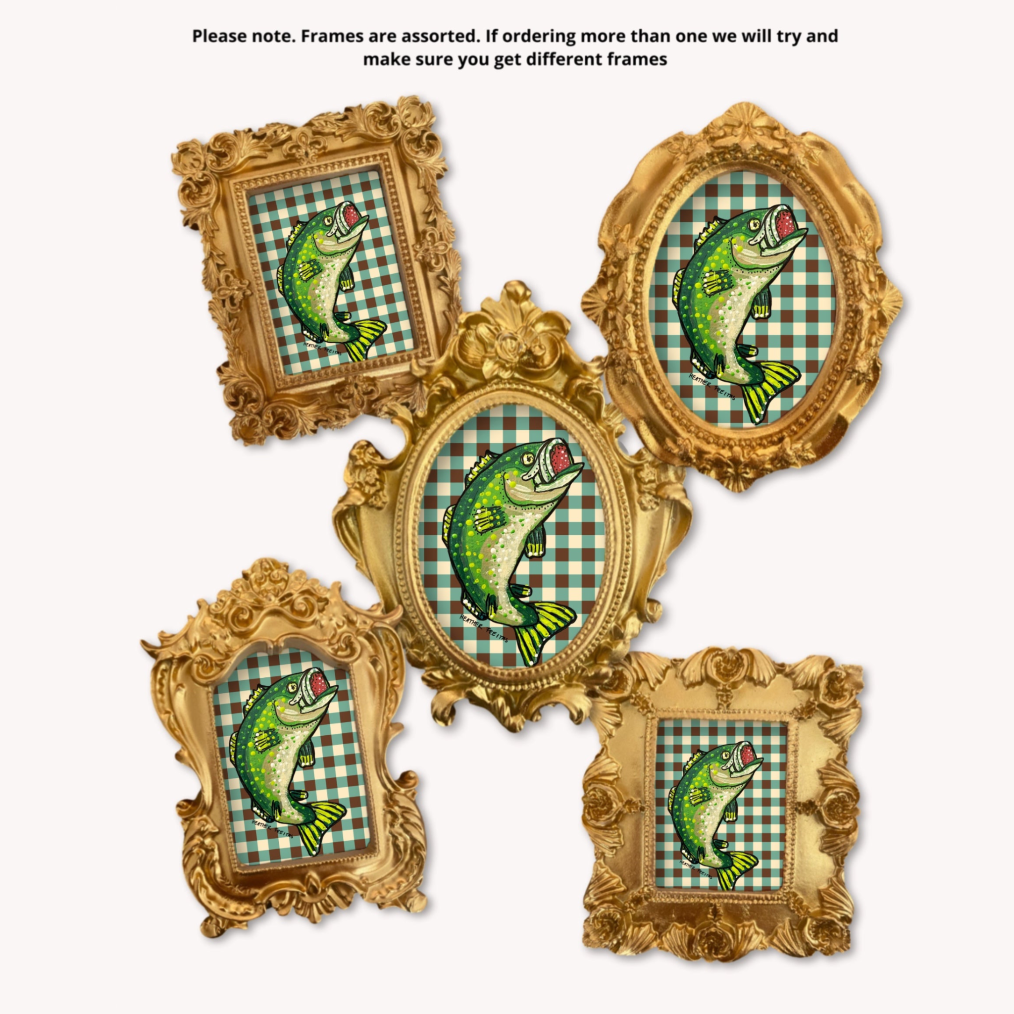 Bass Fish Framed Small Magnet