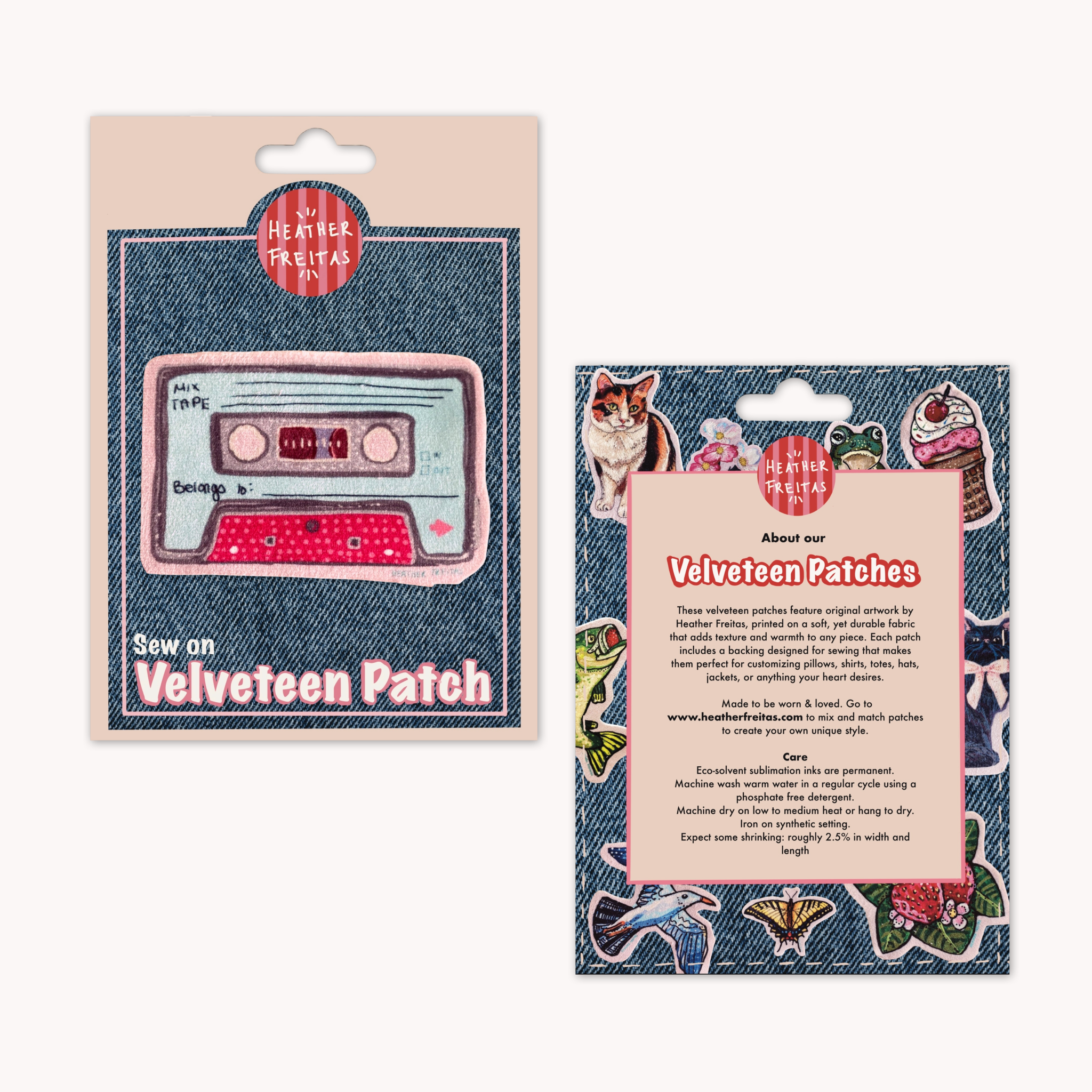 Teal Mixtape - Sew On Velveteen Patch