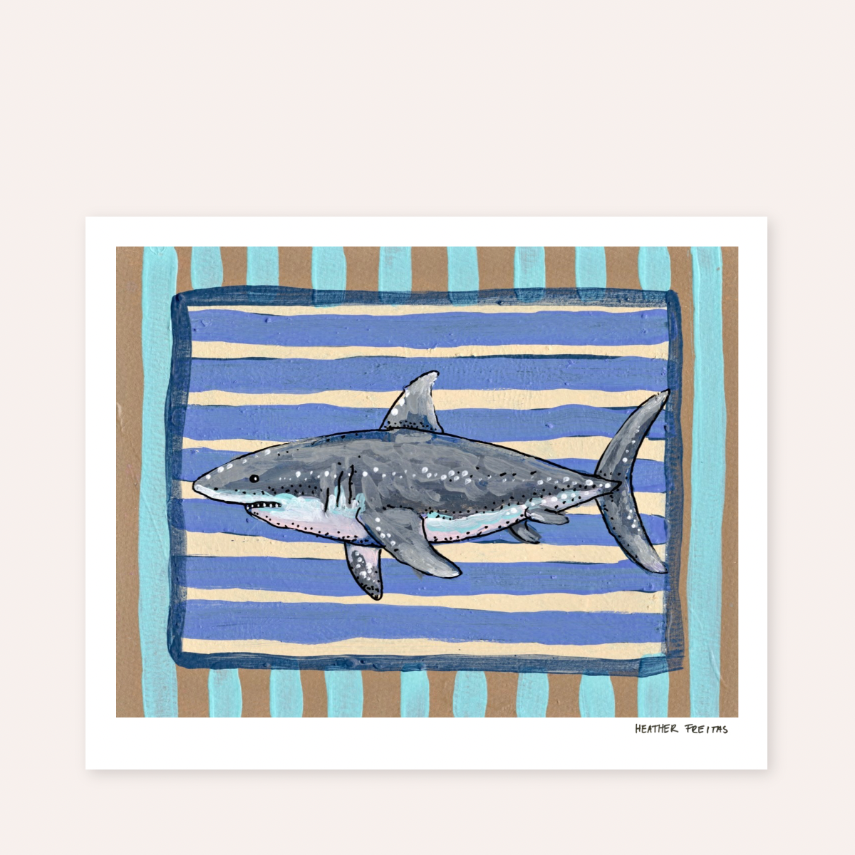 Great White Shark Hand Signed Fine Art Print