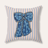 Blue Ribbon Velveteen Throw Pillow
